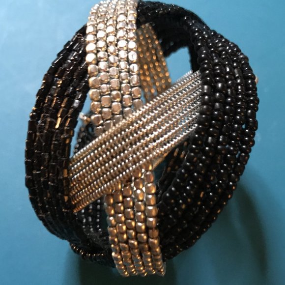 5/$20🔥2 each Black & Silver Cuff Bracelets🔥Bundle special price - Picture 2 of 4